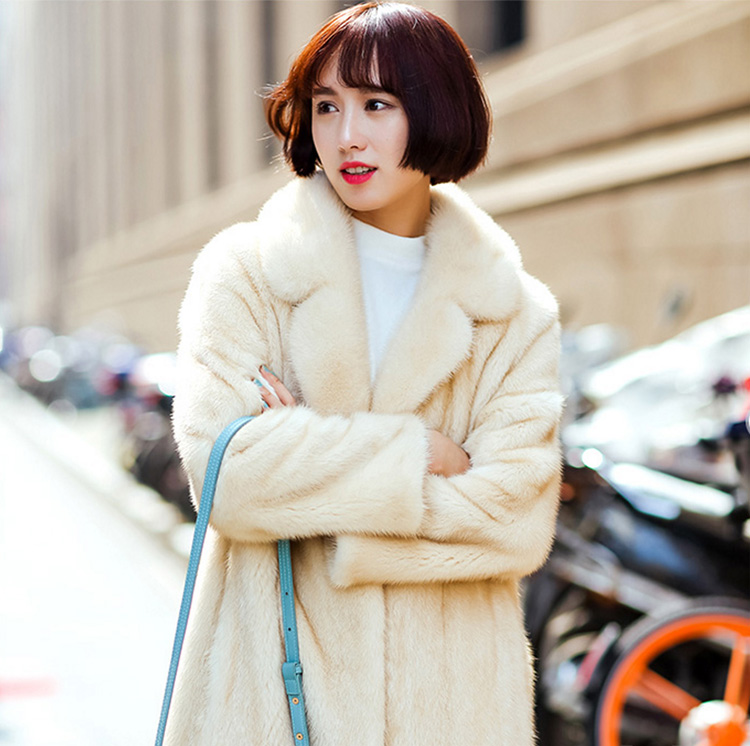 3/4 Length Mink Fur Coat Details 669-2