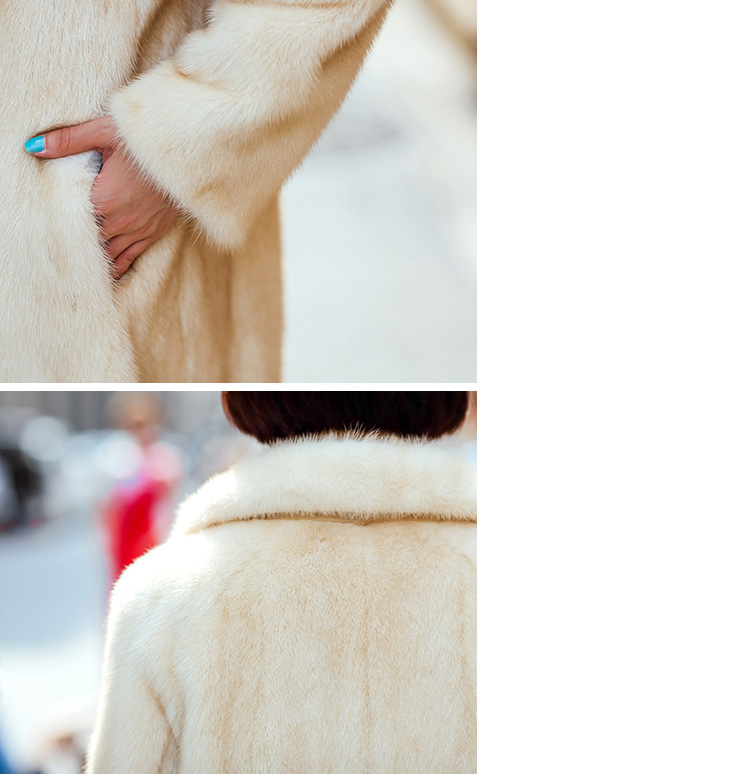 3/4 Length Mink Fur Coat Details 669-4