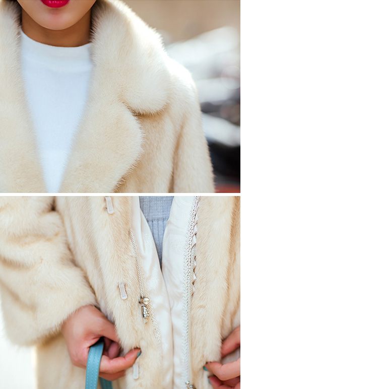 3/4 Length Mink Fur Coat Details 669-3