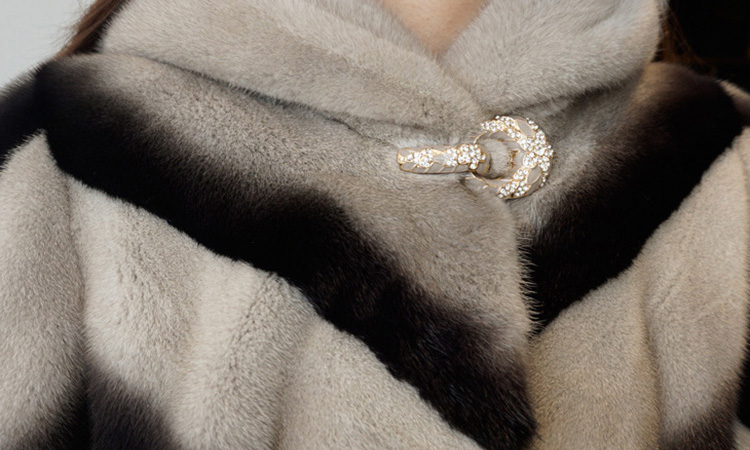 Hooded Mink Fur Coat 736 Details 1