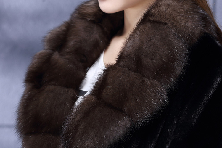Full Length Mink Fur Coat with Sable Fur Collar 738 Details 3