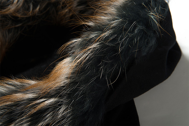 Hooded Woolen Coat With Raccoon Trimming 713 Details 2