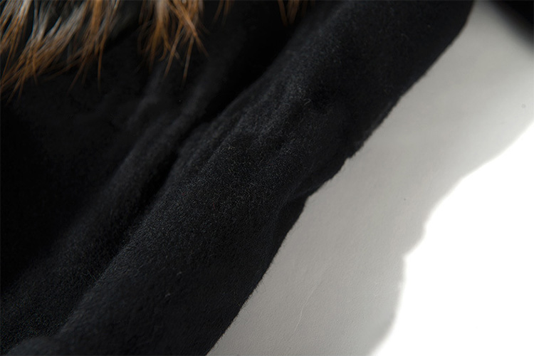 Hooded Woolen Coat With Raccoon Trimming 713 Details 6