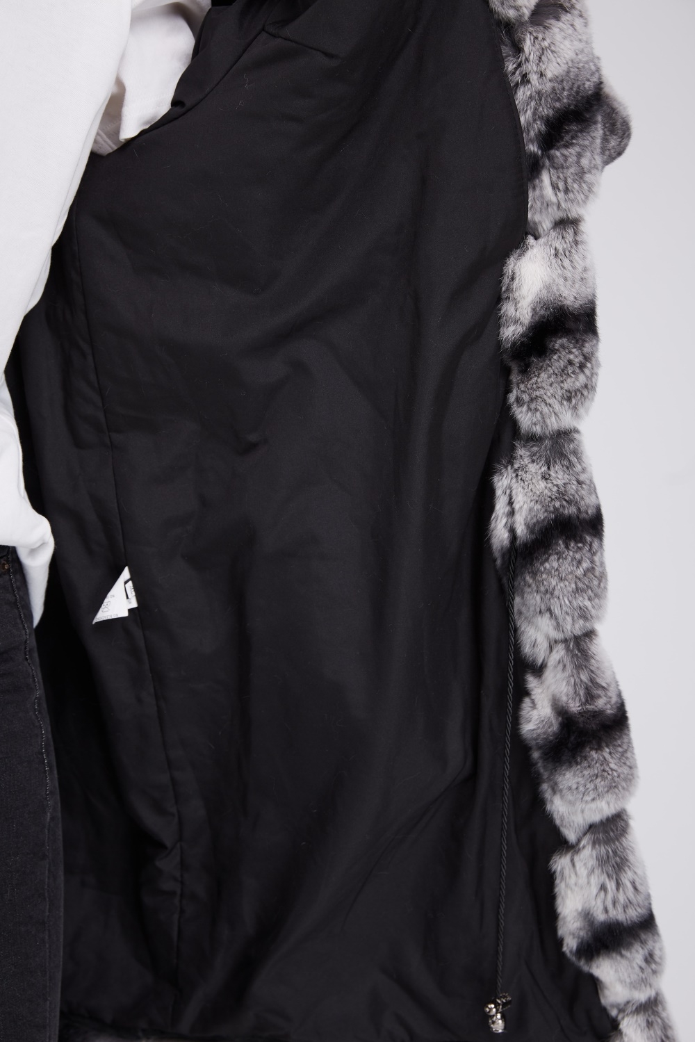 Hooded Rex Rabbit Fur Coat 215 Details 5