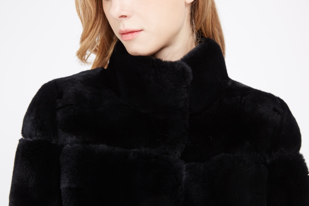 Rex Rabbit Fur Coat with Lamb Fur Half Bottom 226 Details 1