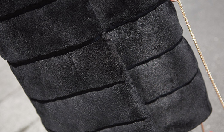 Sheared Rex Rabbit Fur Long Coat 719 Details 5
