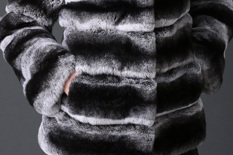 Rex Rabbit Fur Coat with Chinchilla Look 777 Details 2