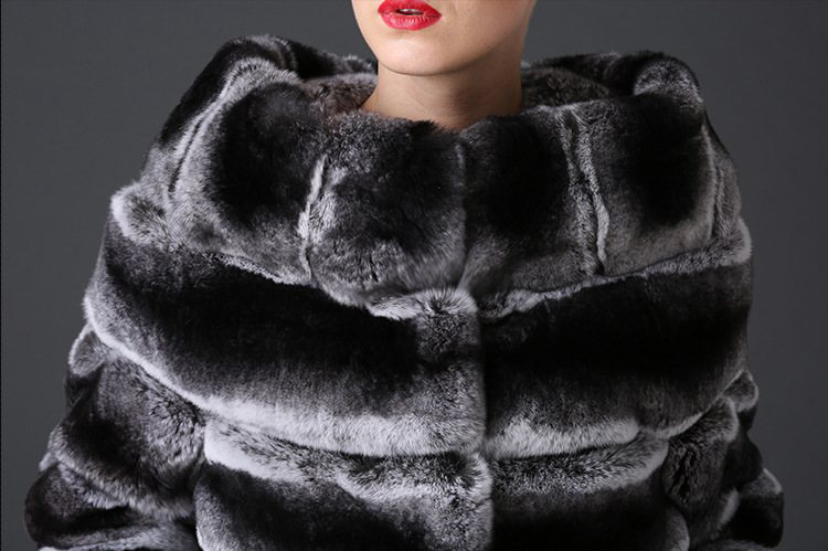 Rex Rabbit Fur Coat with Chinchilla Look 777 Details 1