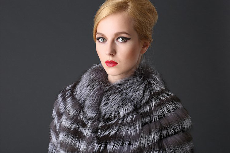 Rex Rabbit Fur Coat with Silver Fox Fur Trim 780 Details 1