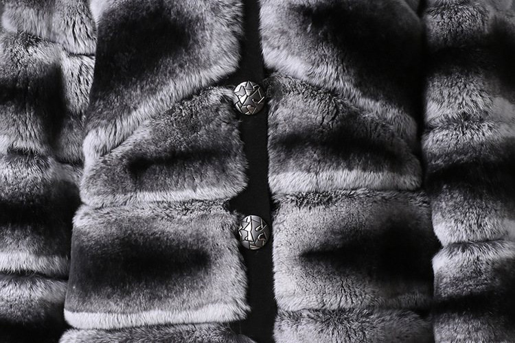 Rex Rabbit Fur Coat with Chinchilla Look 787 Details 3