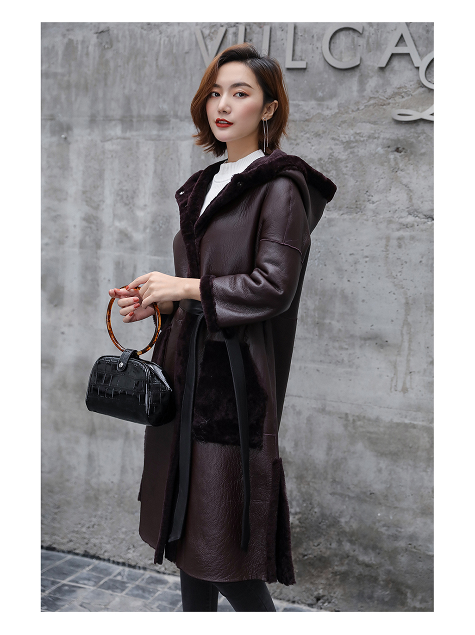 3-4 Length Merino Shearling Sheepskin Long Coat 012 Details 31