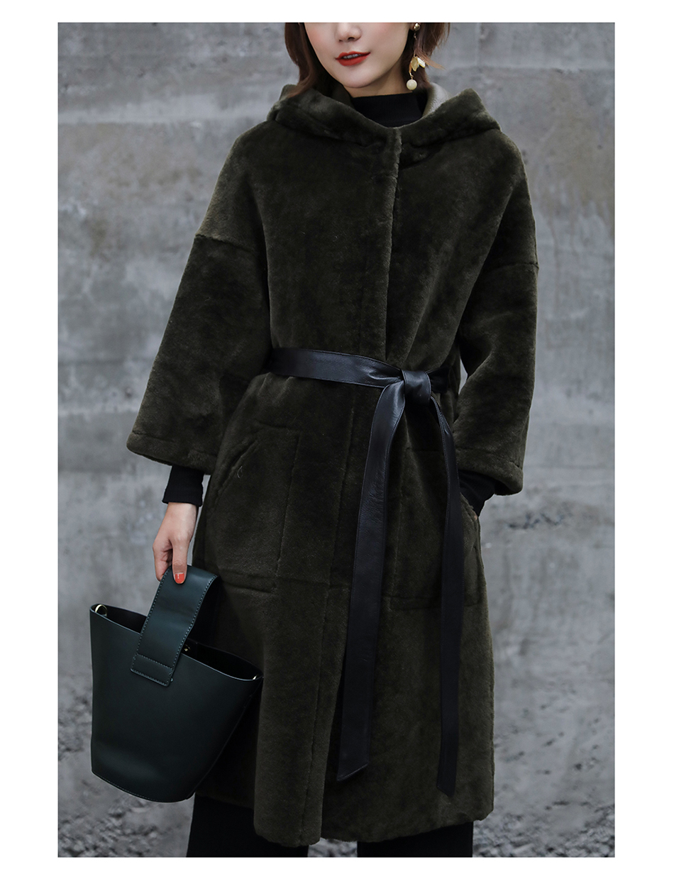 3-4 Length Merino Shearling Sheepskin Long Coat 012 Details 22