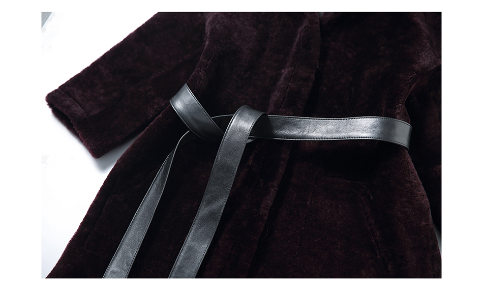 3-4 Length Merino Shearling Sheepskin Long Coat 012 Details 35