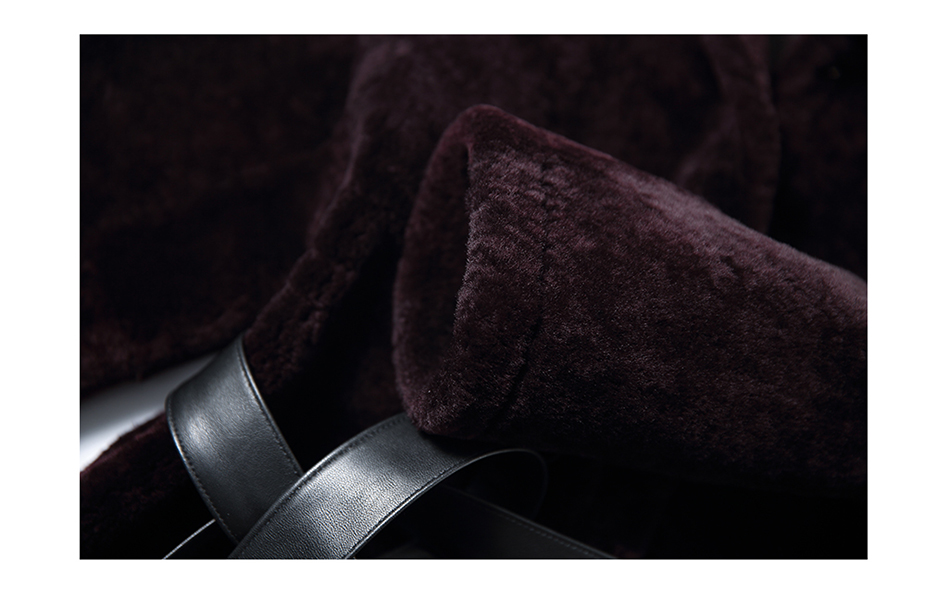 3-4 Length Merino Shearling Sheepskin Long Coat 012 Details 36