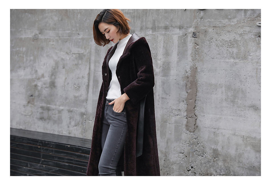 3-4 Length Merino Shearling Sheepskin Long Coat 012 Details 24