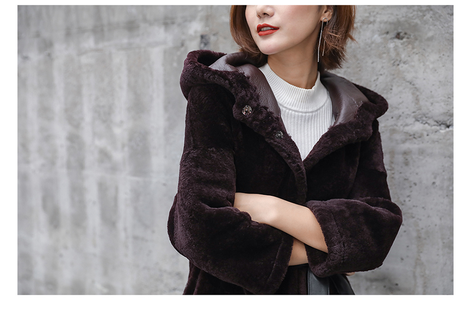 3-4 Length Merino Shearling Sheepskin Long Coat 012 Details 26