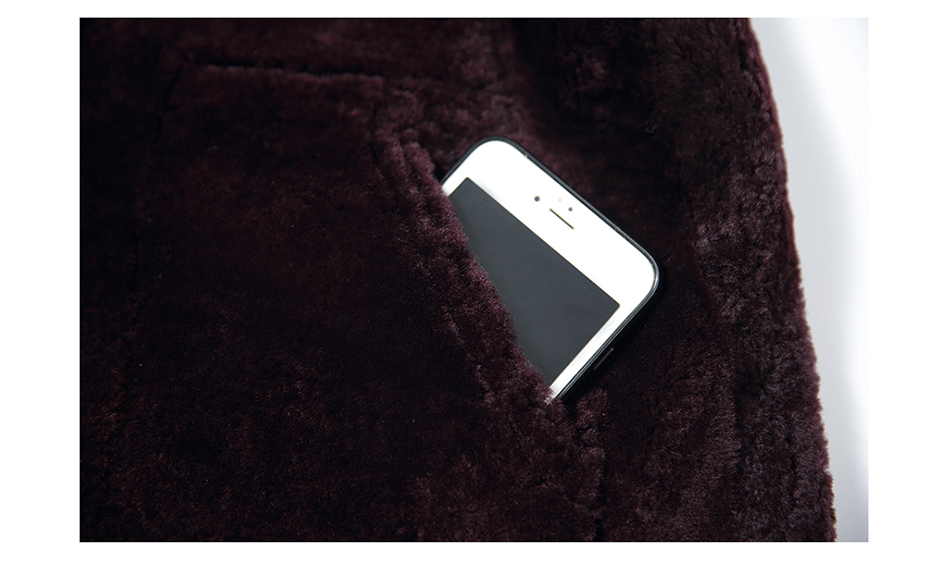 3-4 Length Merino Shearling Sheepskin Long Coat 012 Details 37