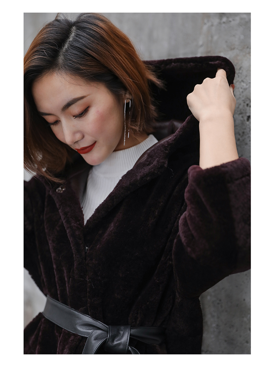 3-4 Length Merino Shearling Sheepskin Long Coat 012 Details 28