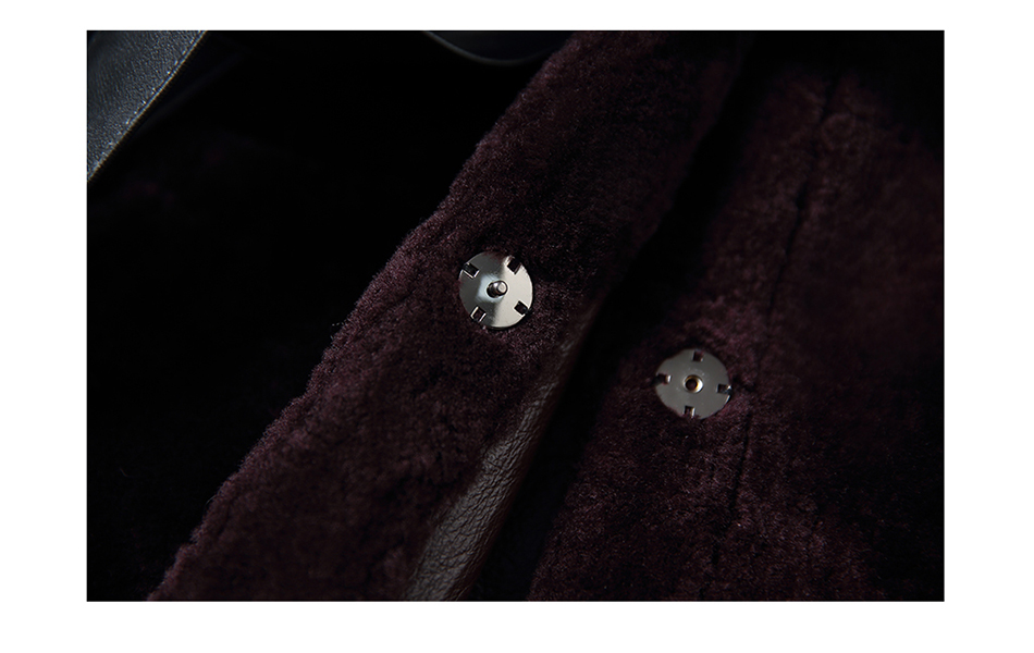 3-4 Length Merino Shearling Sheepskin Long Coat 012 Details 38