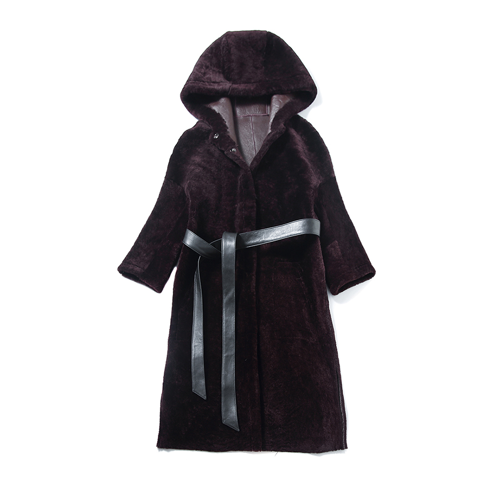 3-4 Length Merino Shearling Sheepskin Long Coat 012 Details 33