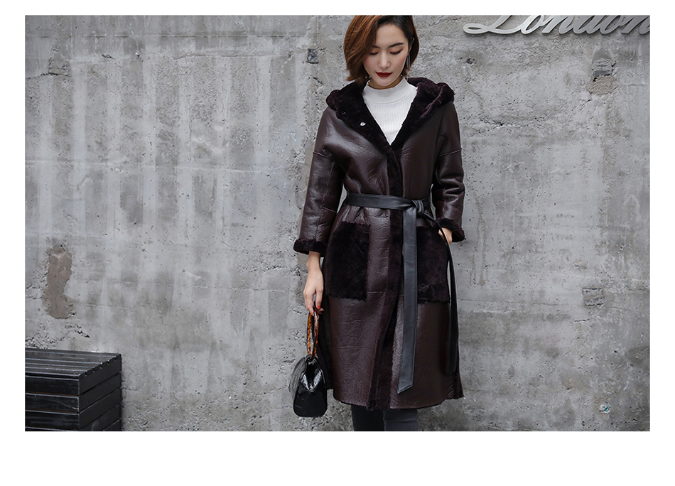 3-4 Length Merino Shearling Sheepskin Long Coat 012 Details 30