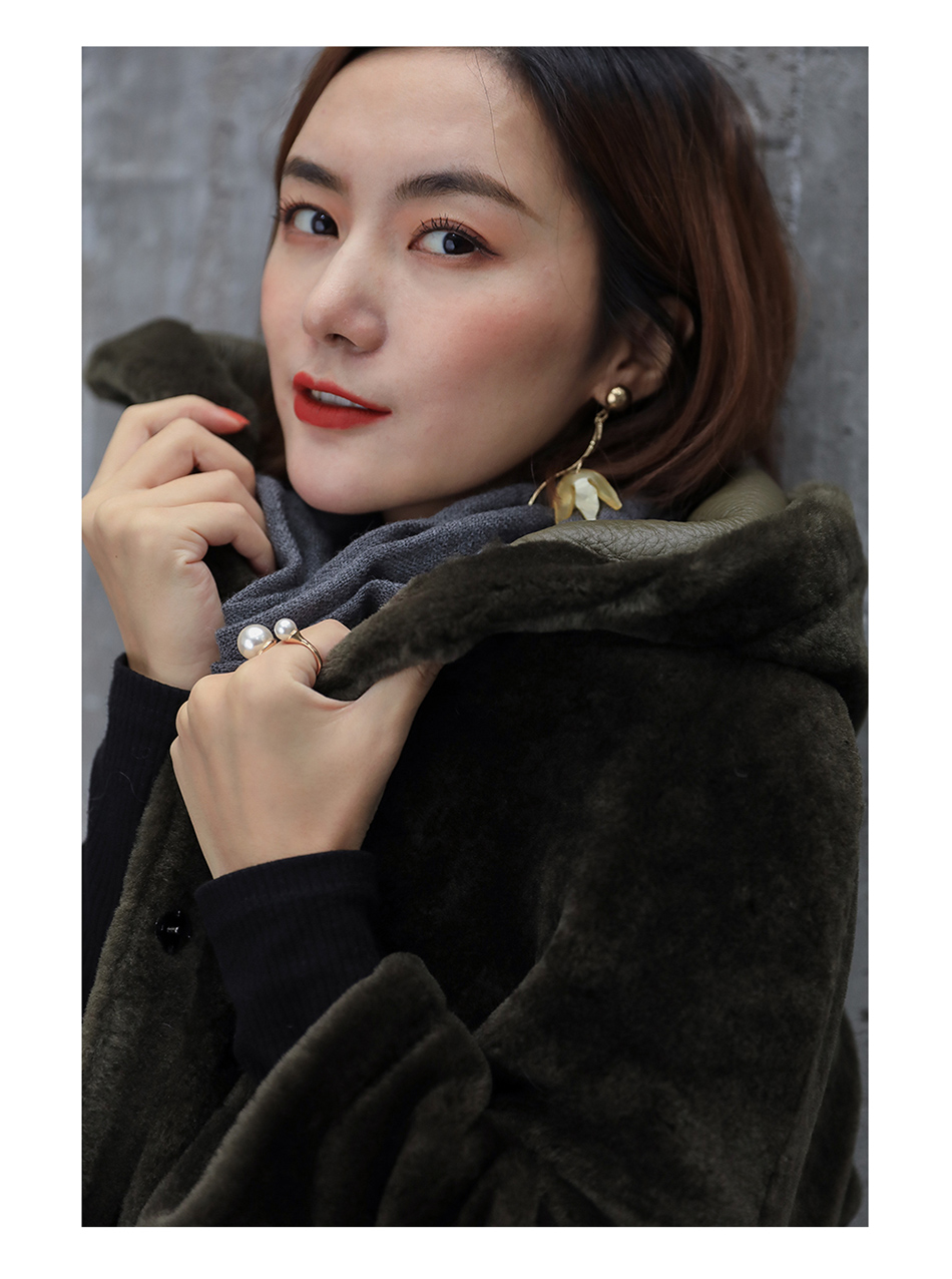3-4 Length Merino Shearling Sheepskin Long Coat 012 Details 21