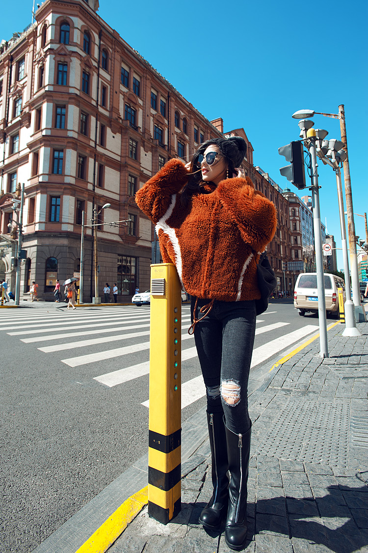 Merino Shearling Sheep Fur Coat 081 Details 11