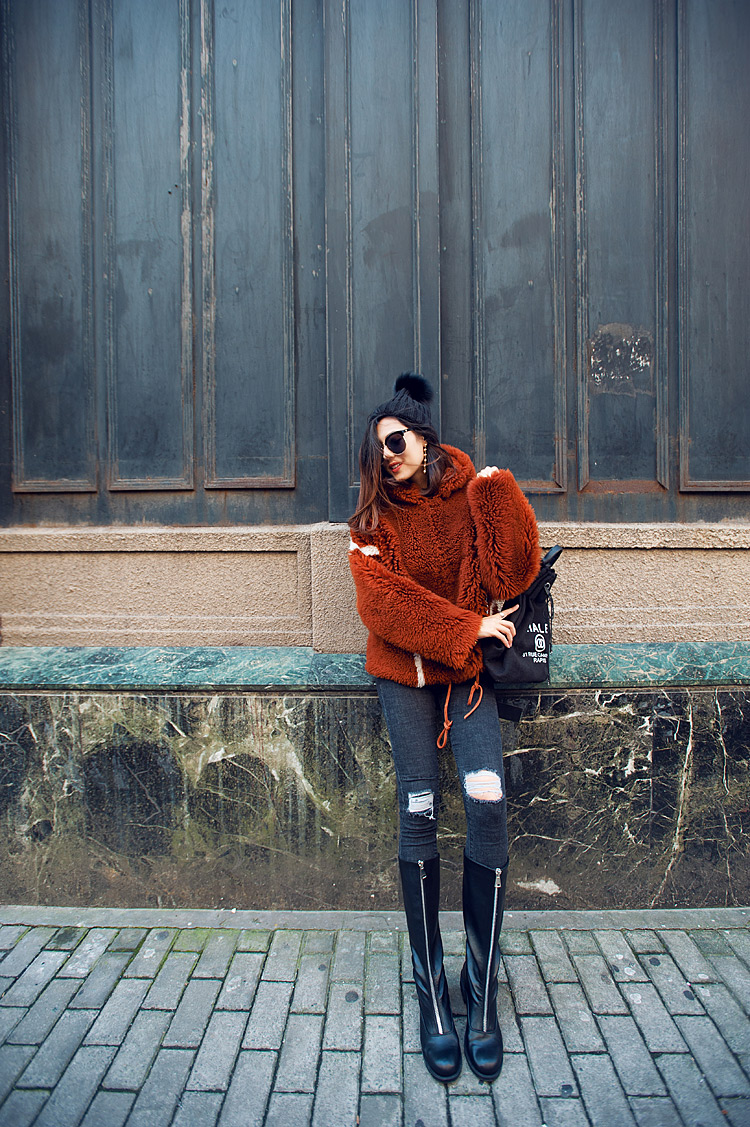 Merino Shearling Sheep Fur Coat 081 Details 5