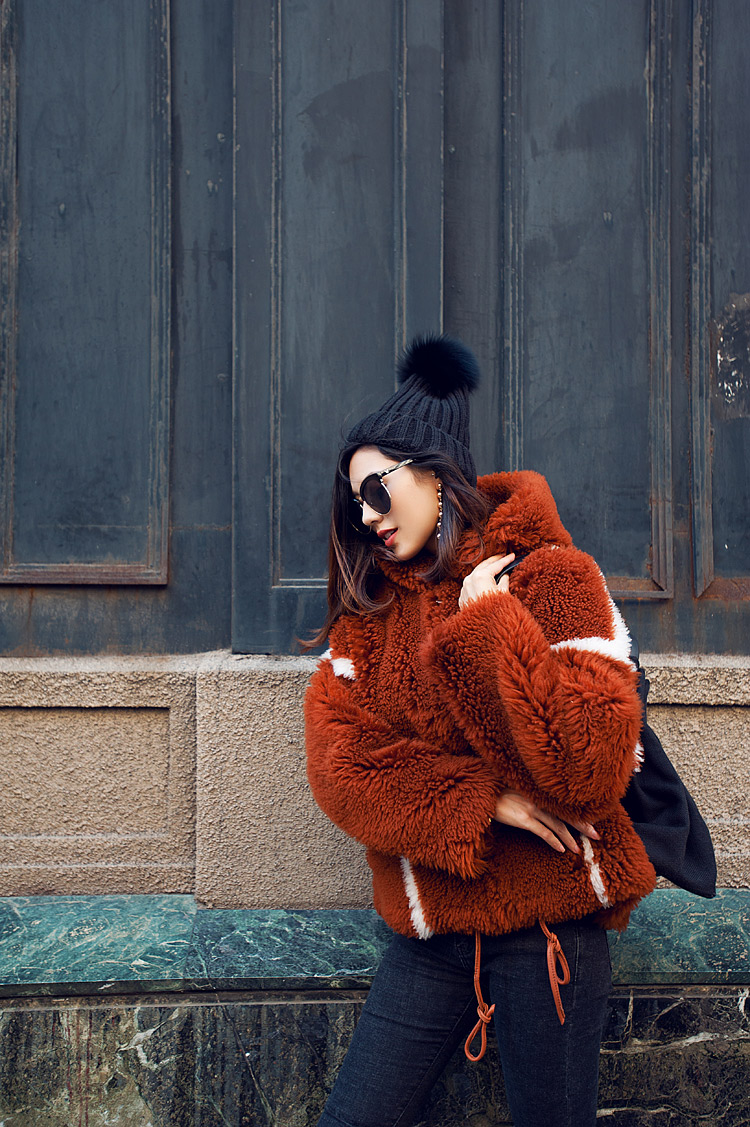 Merino Shearling Sheep Fur Coat 081 Details 1