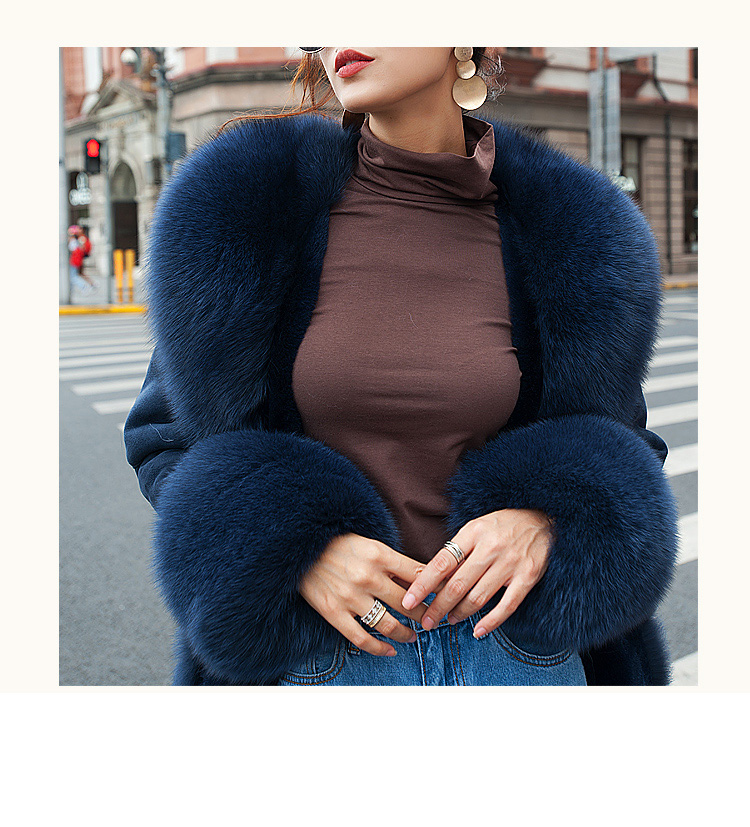 Shearling Sheepskin Coat with Fox Fur Trim 100 Details 1