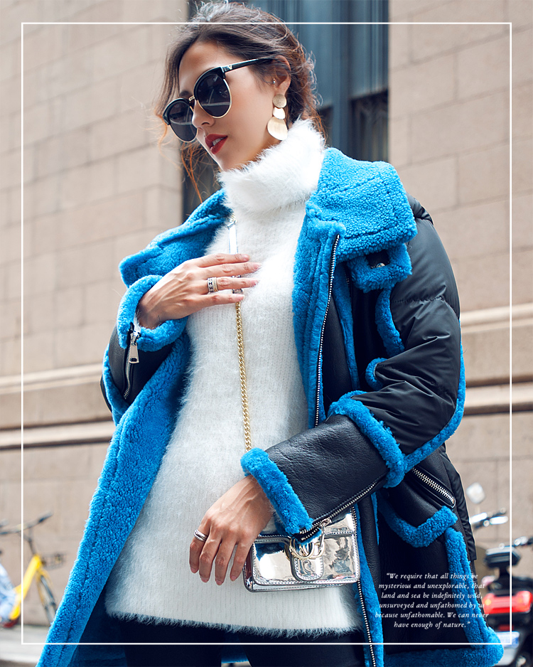 Merino Shearling Sheepskin Coat with Down-filled Back Pad 104 Details 3