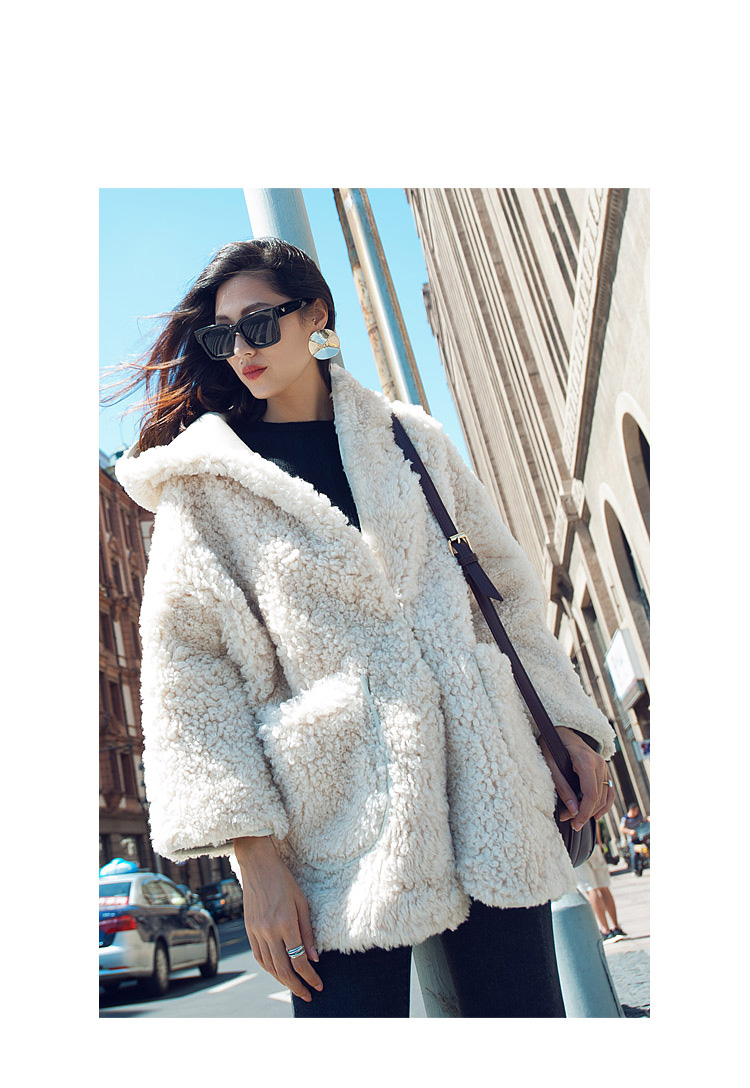 Hooded Merino Shearling Sheep Fur Coat 107 Details 8