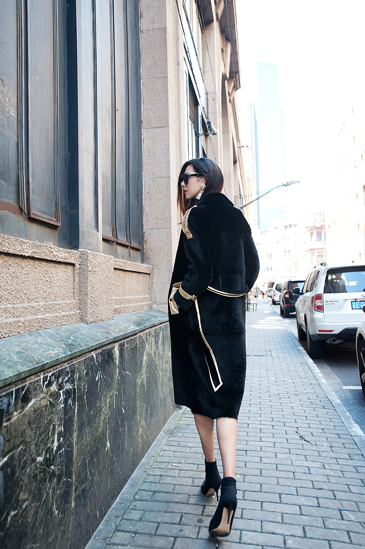 Merino Shearling Sheepskin Long Trench Coat 111 Details 12