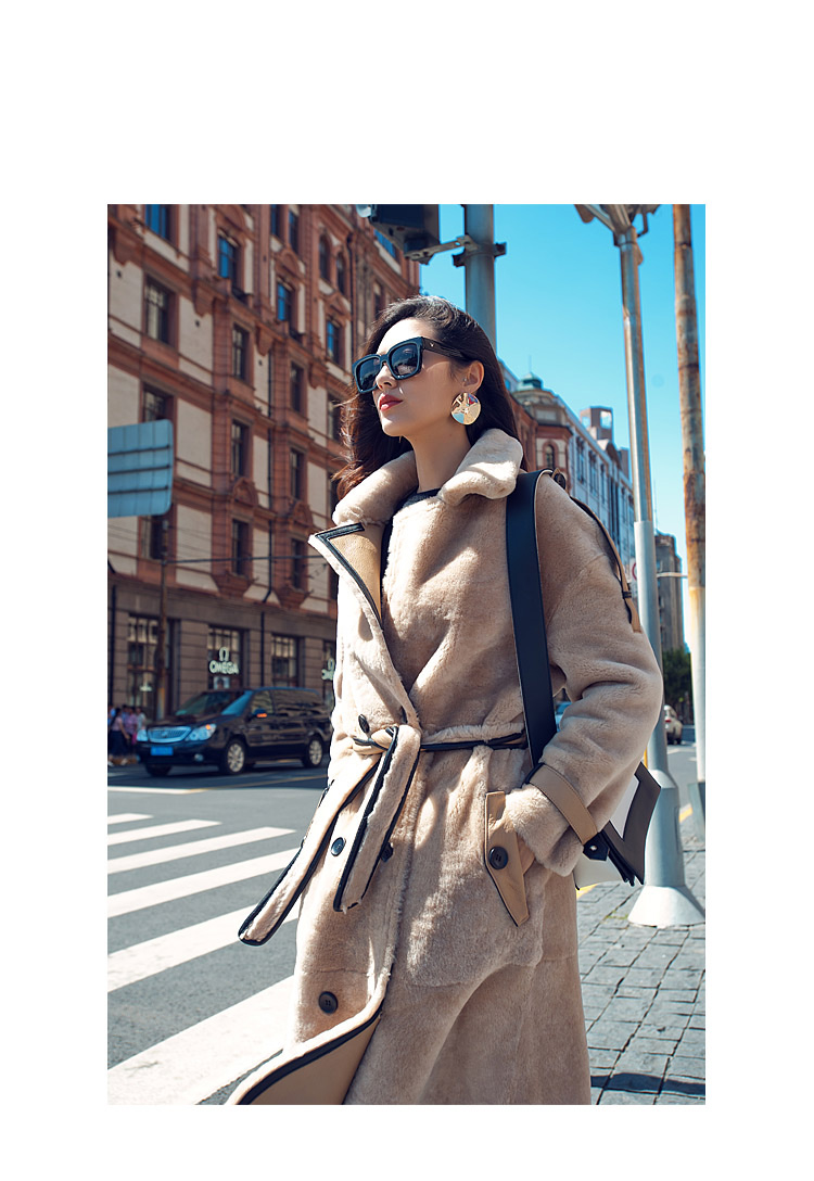 Merino Shearling Sheepskin Long Trench Coat 111 Details 1
