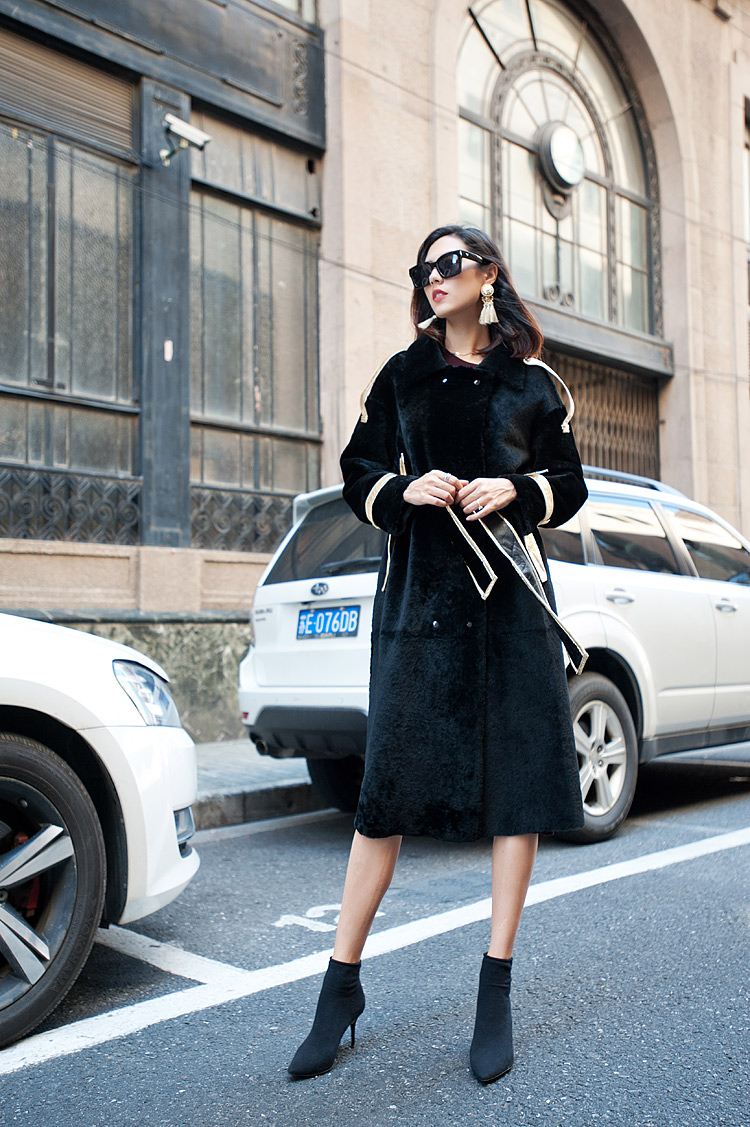Merino Shearling Sheepskin Long Trench Coat 111 Details 11