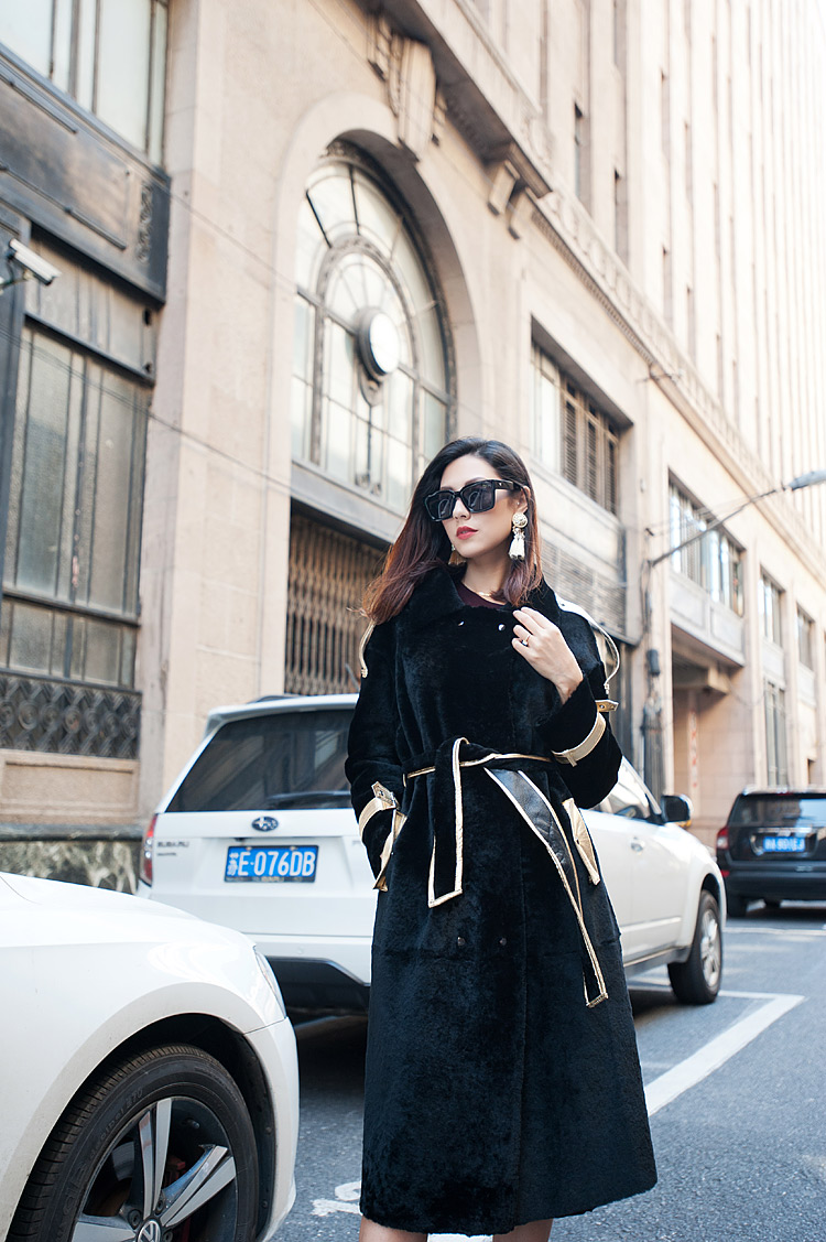Merino Shearling Sheepskin Long Trench Coat 111 Details 13