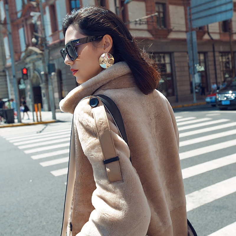 Merino Shearling Sheepskin Long Trench Coat 111 Details 2