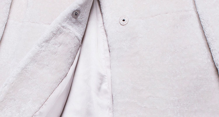 3-4 Length Shearling Lambwool Coat 701 Creamy White Details 2