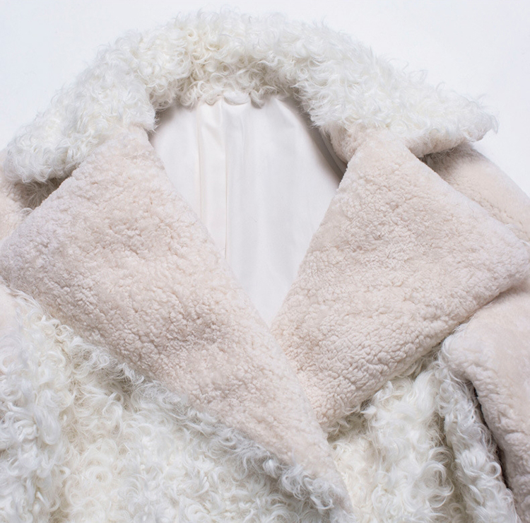 Full Length Shearling Sheep Fur Coat 705 Details 2