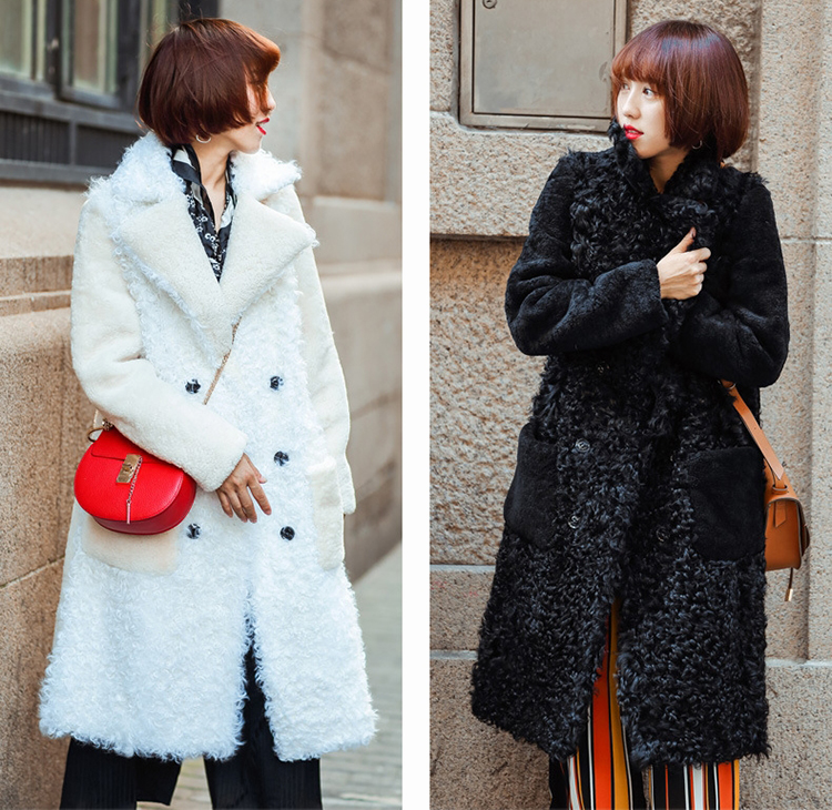 Full Length Shearling Sheep Fur Coat 705 Details 1