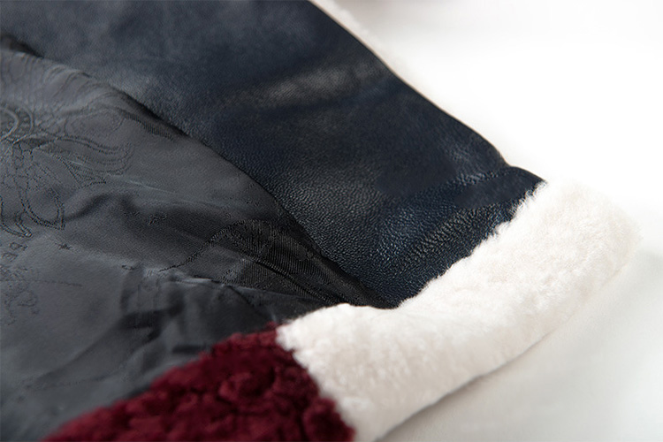 3-4 Length Plaid Shearling Lambwool Coat 712 Details 10
