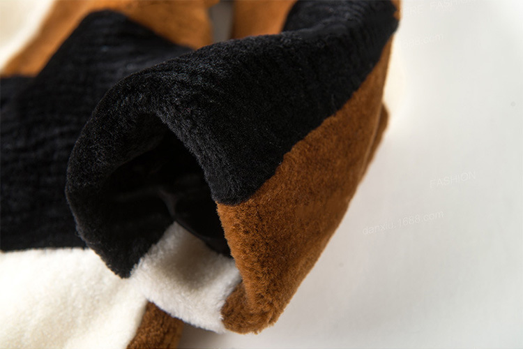 3-4 Length Plaid Shearling Lambwool Coat 712 Details 3