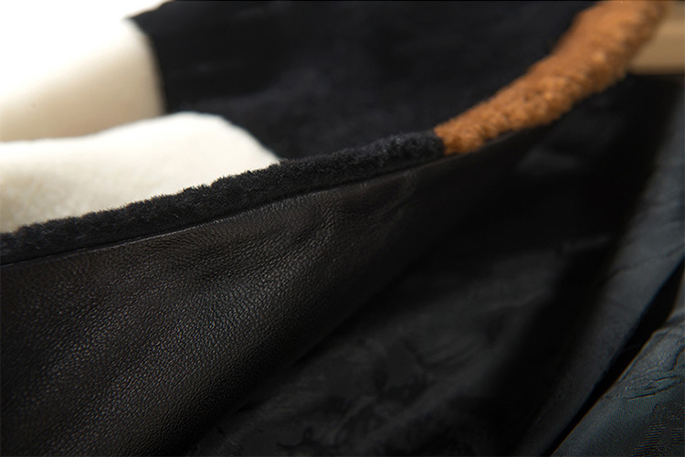 3-4 Length Plaid Shearling Lambwool Coat 712 Details 2