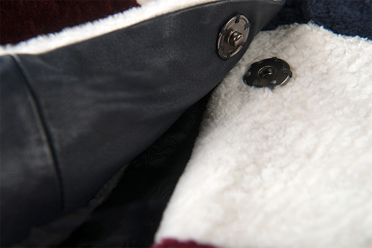 3-4 Length Plaid Shearling Lambwool Coat 712 Details 9