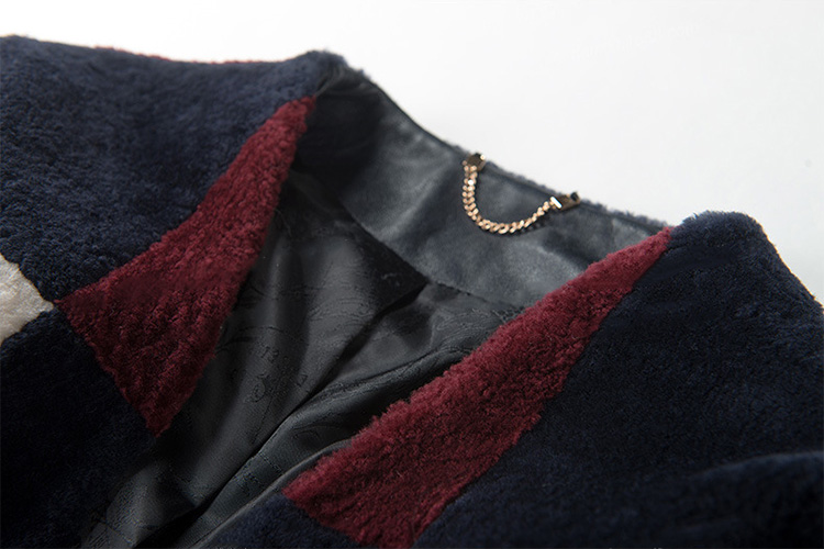 3-4 Length Plaid Shearling Lambwool Coat 712 Details 7