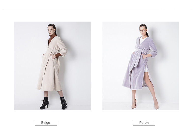 Belt Shearling Sheepskin Coat 803 Details 0