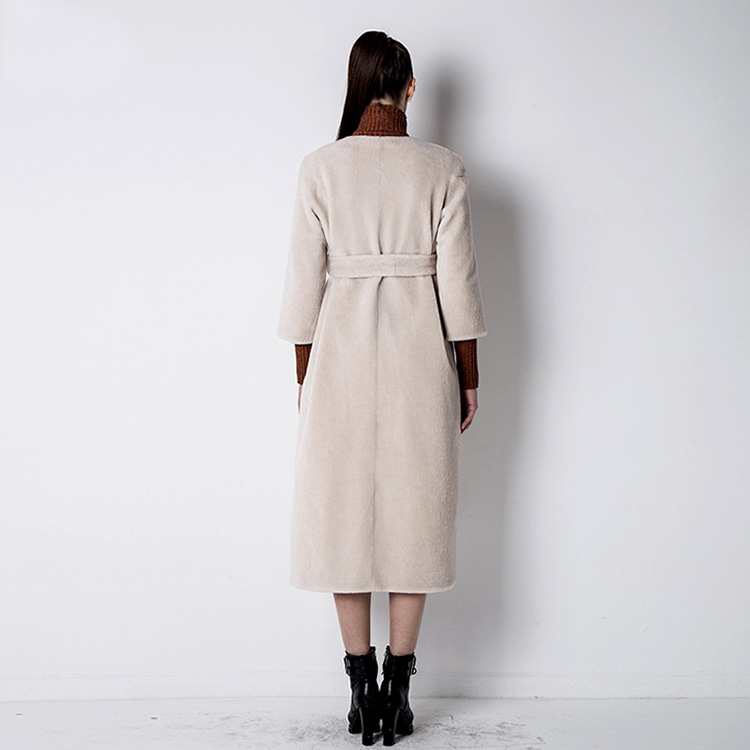 Belt Shearling Sheepskin Coat 803 Details 2