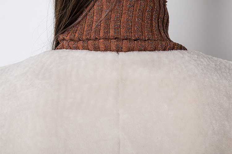 Belt Shearling Sheepskin Coat 803 Details 3