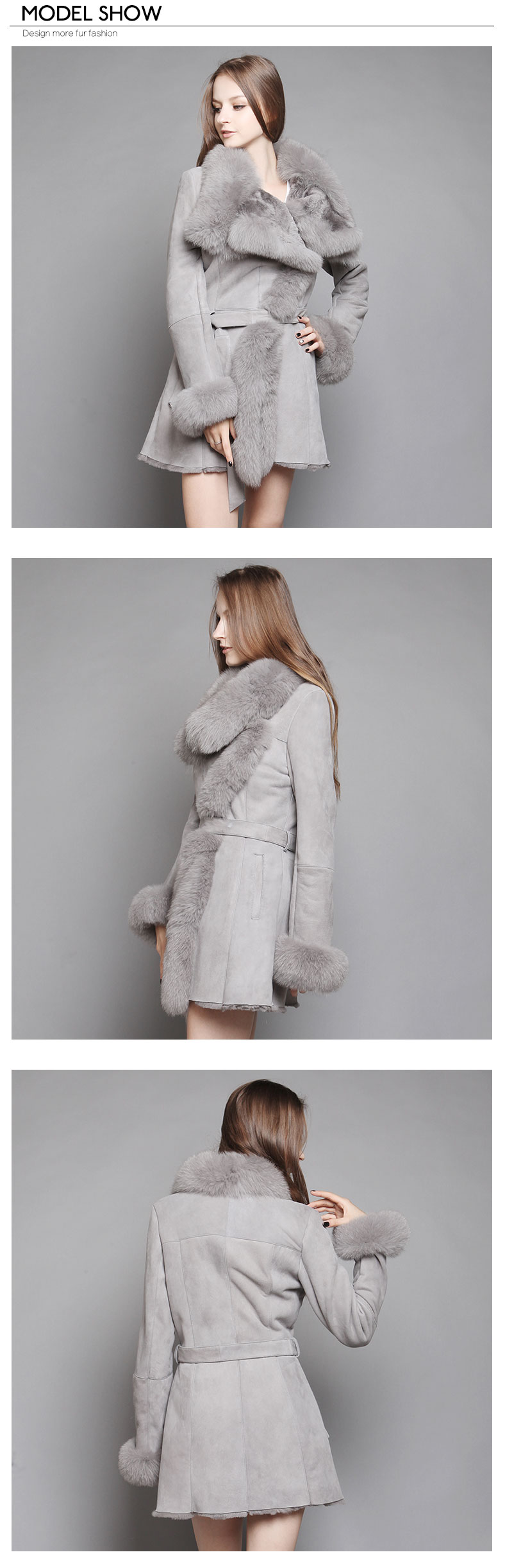 Shearling Sheepskin Coat with Fox Fur trim