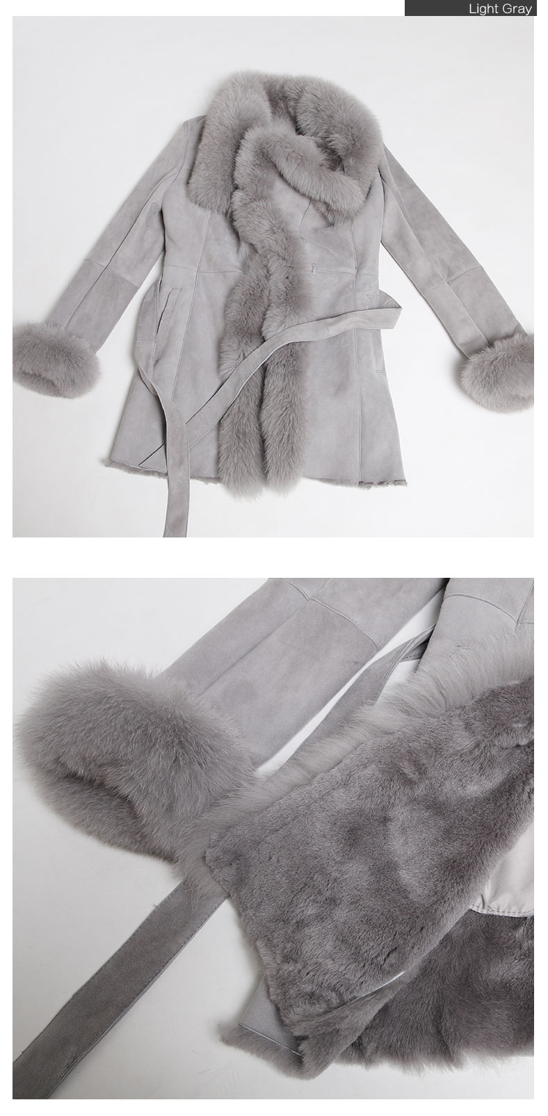 Shearling Sheepskin Coat with Fox Fur trim